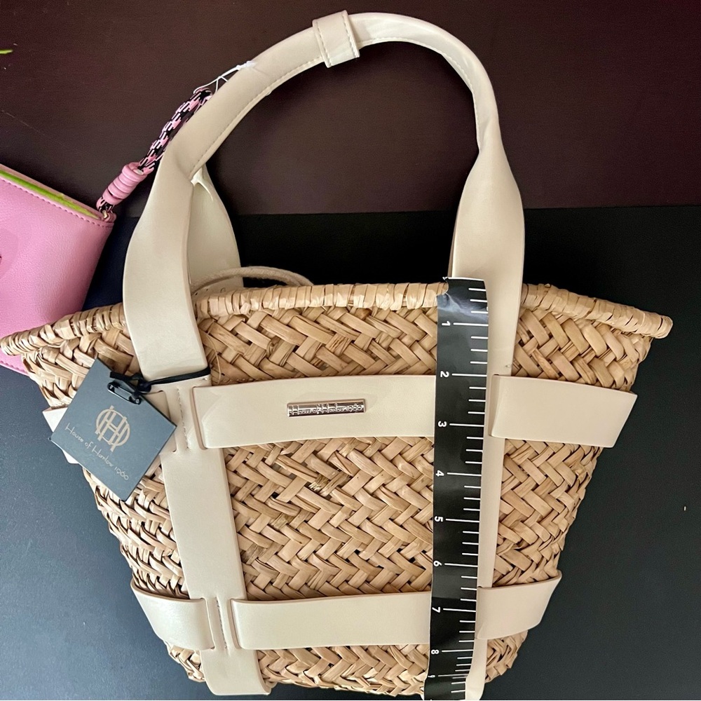 HOUSE OF HARLOW 1960 Woven Santorini Straw Basket Bag & Wallet - Picture 14 of 15